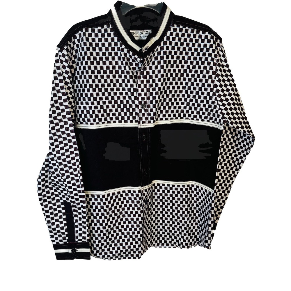 Confection Tegra Brown/Blue checkered Long Sleeve Shirt  Size L‎ Rare